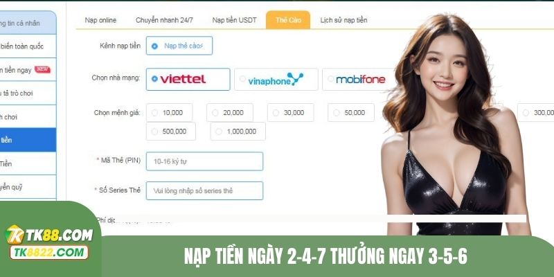 Khuyến mãi ngày vàng TK88 thưởng đến 6% vào thứ 2-4-7